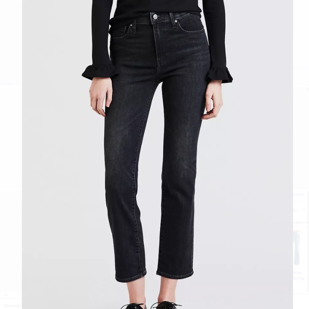 724 High Rise Straight Crop Jeans-Cassette Black
